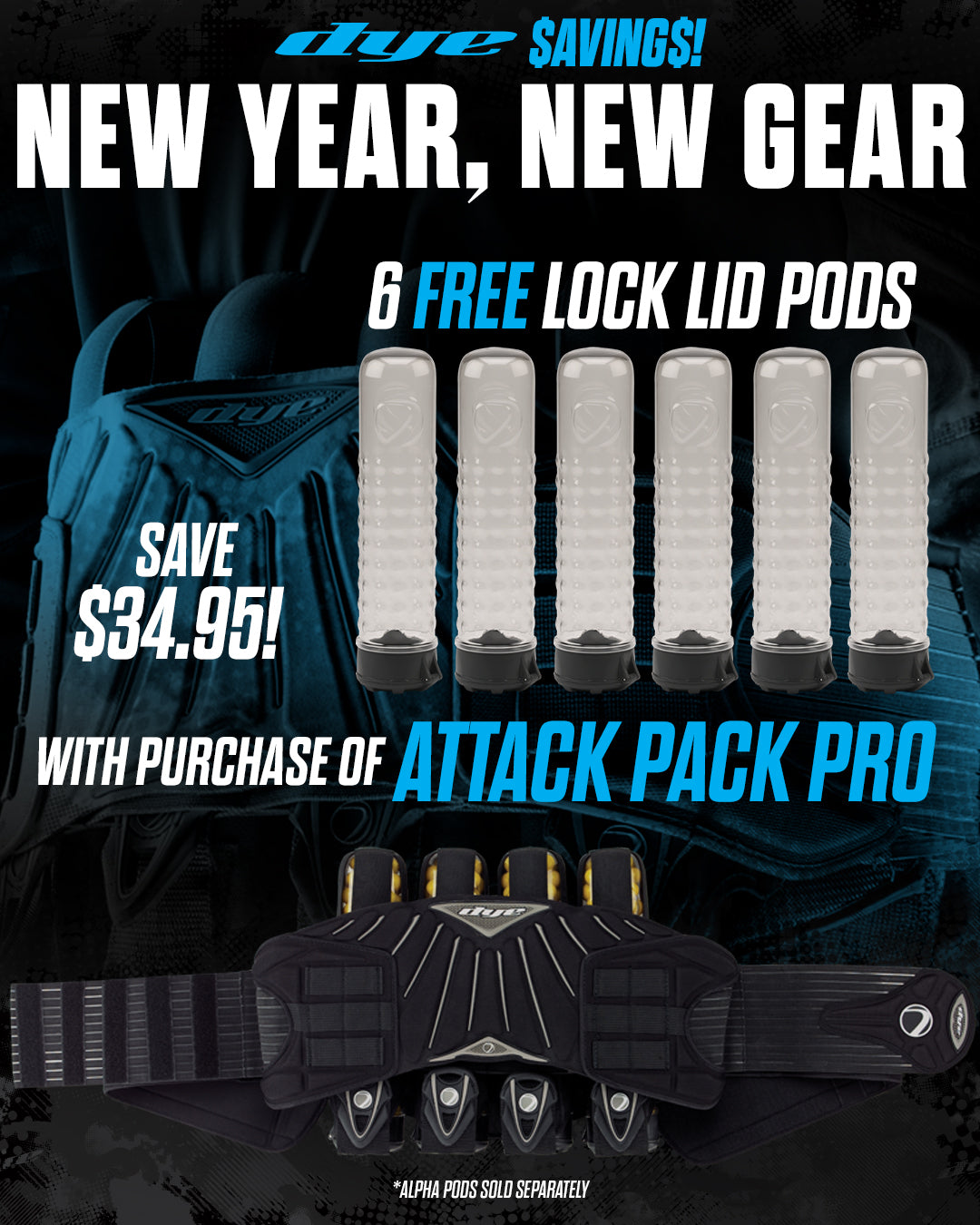 Attack Pack Pro Harness - Black with 6 FREE LLP PODS!