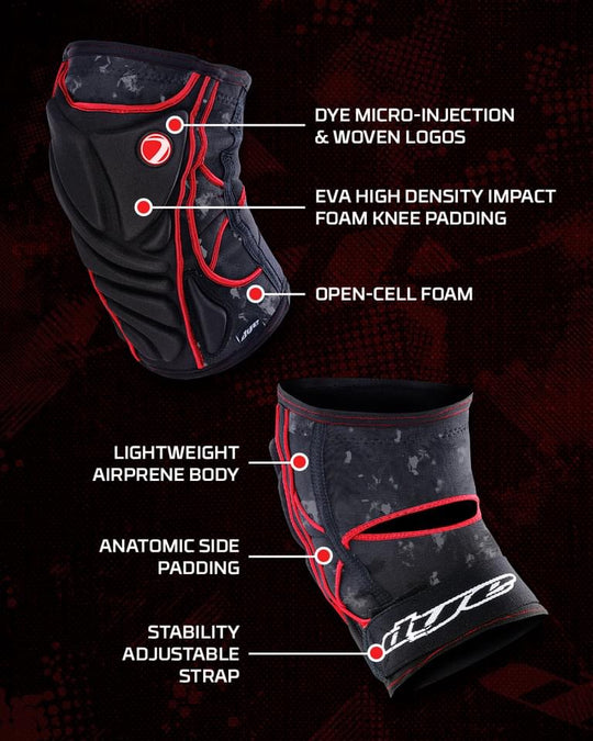 Performance Knee Pads - DyeCam Black/Red -Shipping Now!