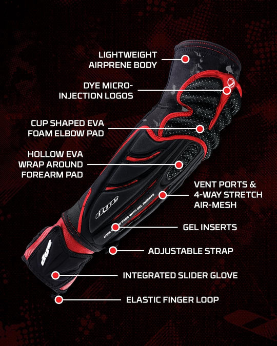 Performance Elbow Pads - DyeCam Black Red -Shipping Now!