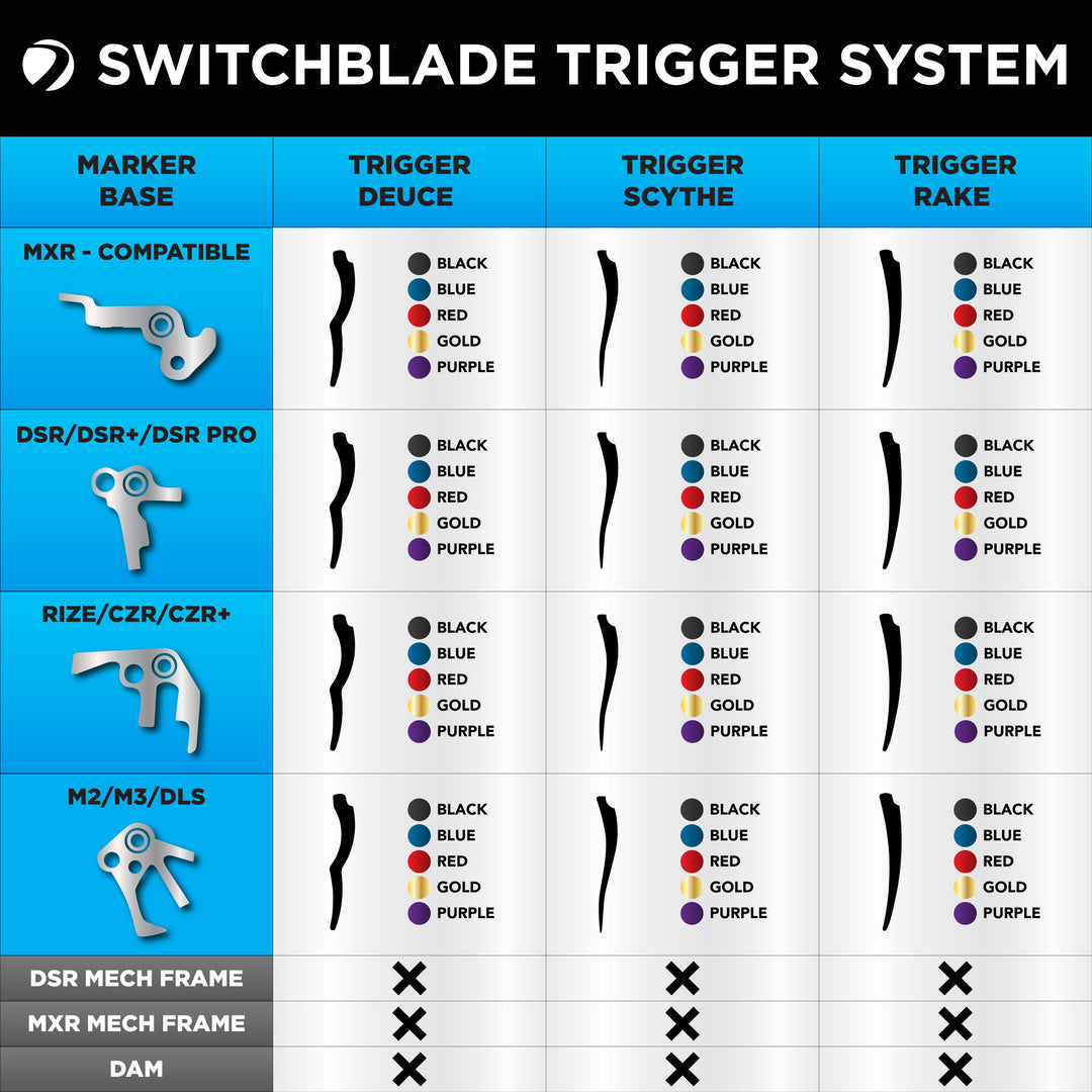DYE SWITCHBLADE TRIGGER - RAKE BLADE - ALL COLORS