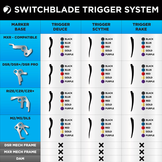 DYE SWITCHBLADE TRIGGER - RAKE BLADE - ALL COLORS